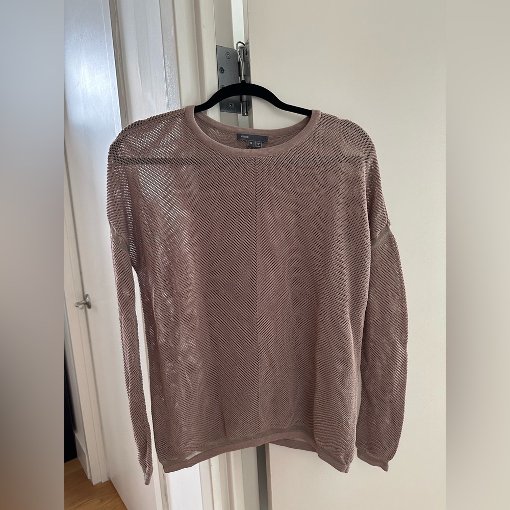 Vince Mauve Mesh Long Sleeve Sweater, Size Small, Great!